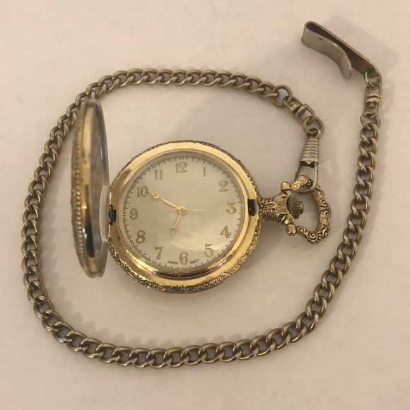 Accessories Vintage Japan Movt Pocket Watch With Eagle Silver And